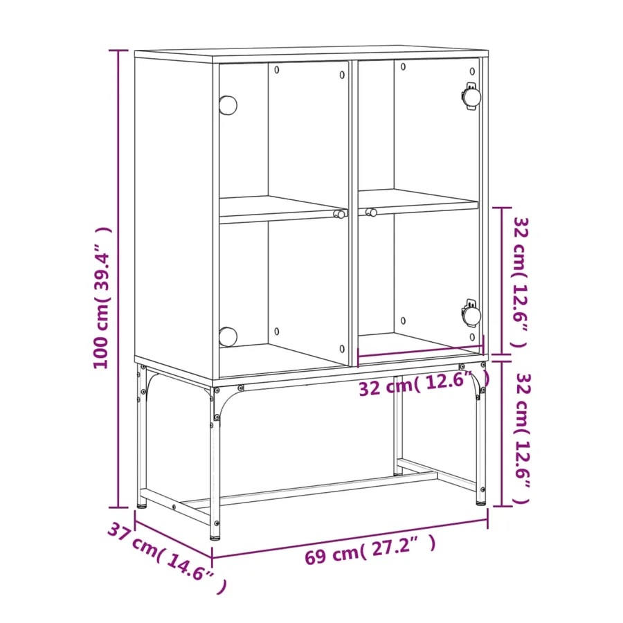 Armoire latérale avec portes en verre blanc 69x37x100 cm - 11
