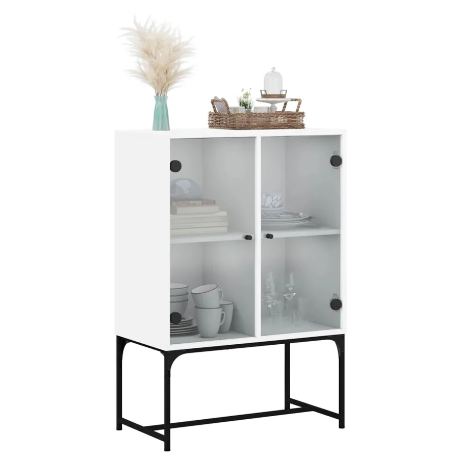 Armoire latérale avec portes en verre blanc 69x37x100 cm - 4