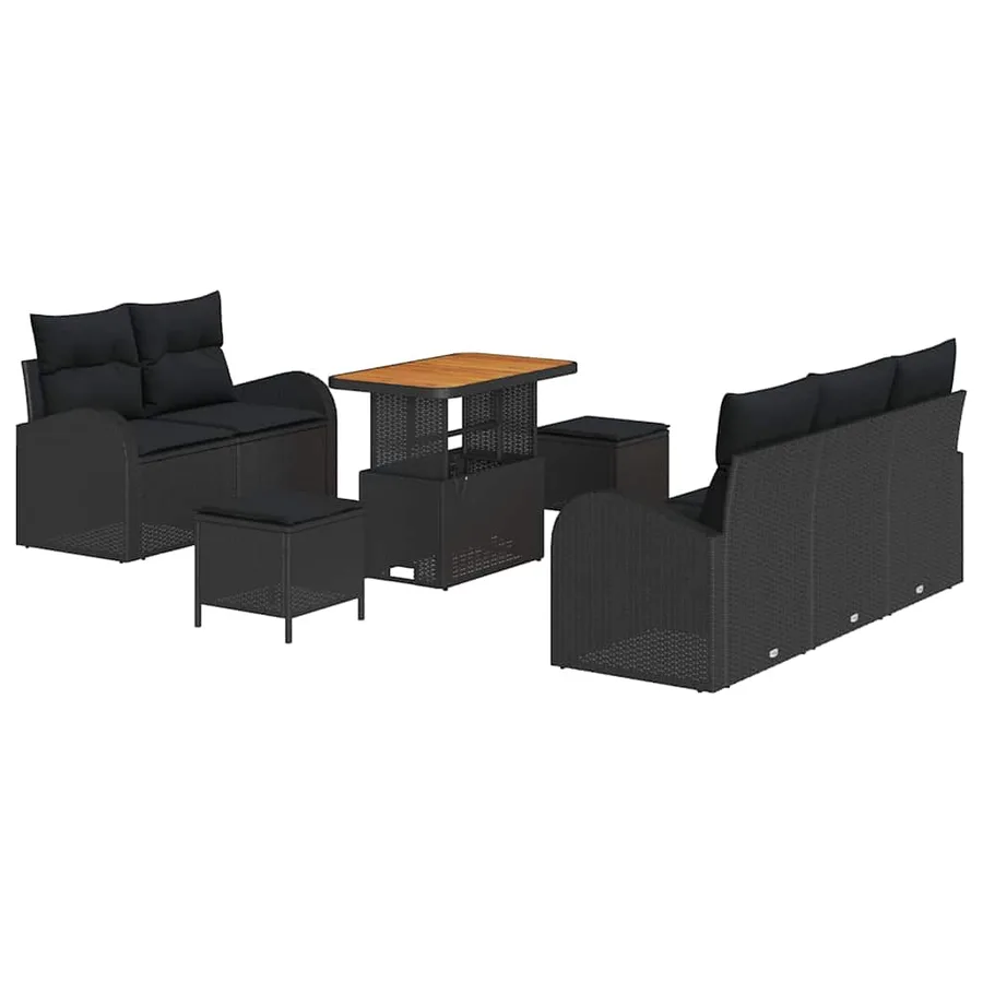 Ensemble de canapé de jardin avec coussin 8 pcs Noir - 2