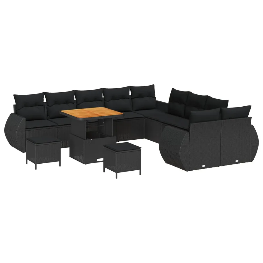 Ensemble de canapé de jardin avec coussin 13 pcs Noir - 2