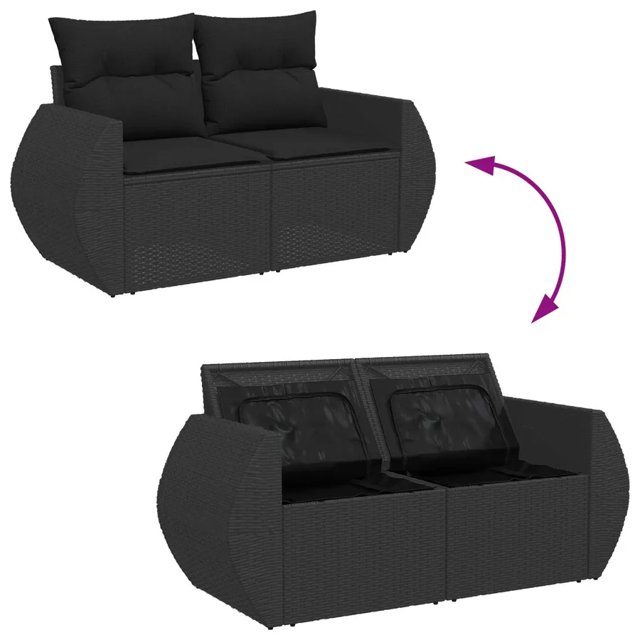 Ensemble de canapé de jardin avec coussin 12 pcs Noir - 12