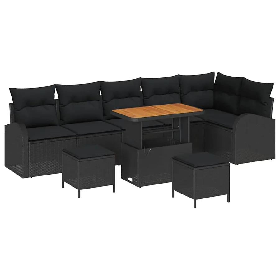 Ensemble de canapé de jardin avec coussin 9 pcs Noir - 2