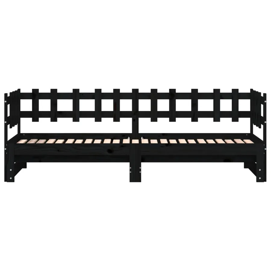 Lit coulissant sans matelas noir 2x(90x190) cm Bois massif - 7