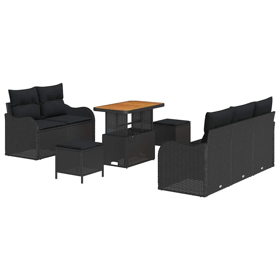 Ensemble de canapé de jardin avec coussin 8 pcs Noir - 2