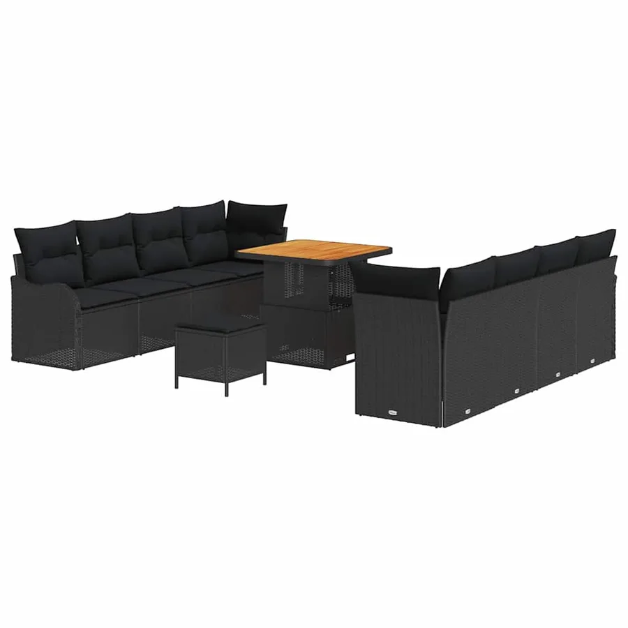 Ensemble de canapé de jardin avec coussin 11 pcs Noir - 2
