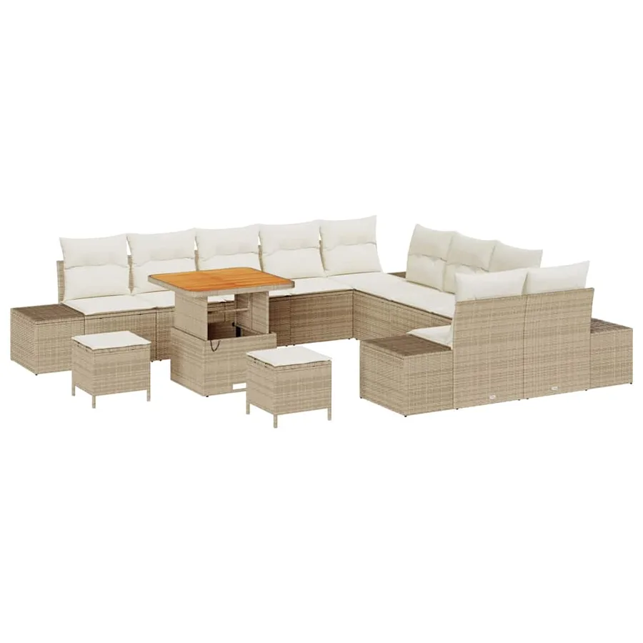 Ensemble de canapé de jardin 13 pcs Beige Poly rotin - 2