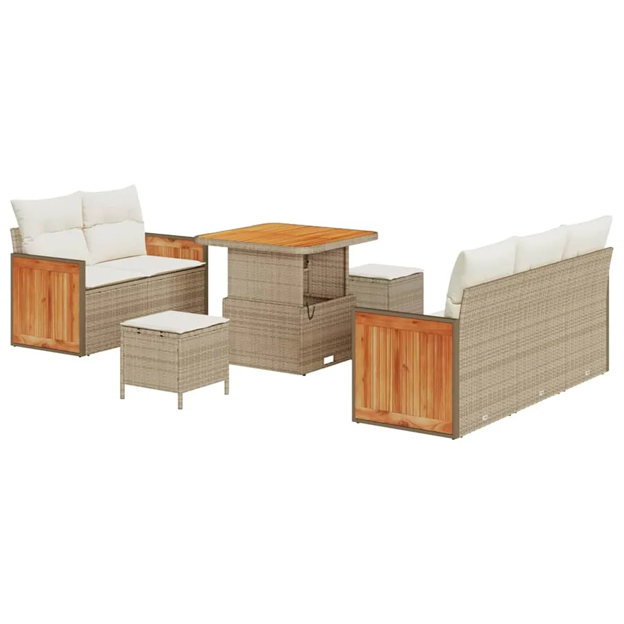 Ensemble de canapé de jardin 10 pcs Beige et crème polyrotin - 2
