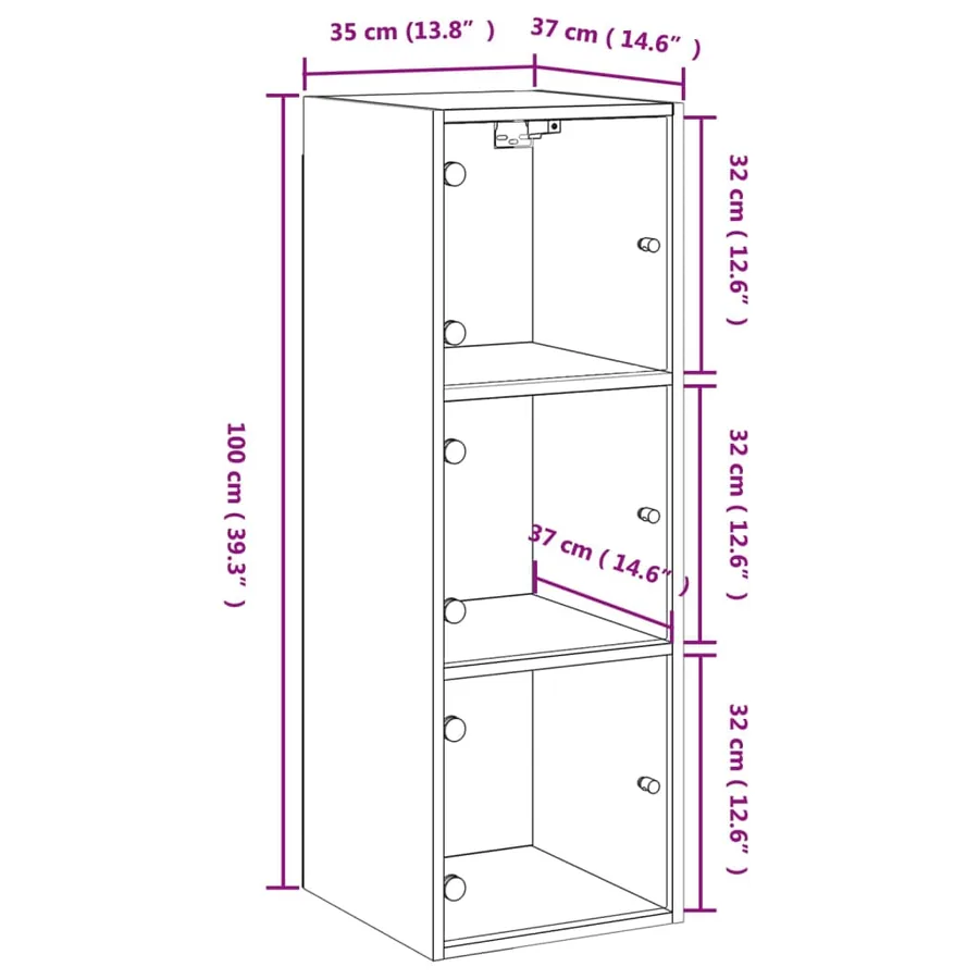 Armoire murale avec portes en verre sonoma gris 35x37x100 cm - 13