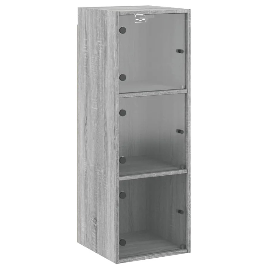 Armoire murale avec portes en verre sonoma gris 35x37x100 cm - 2