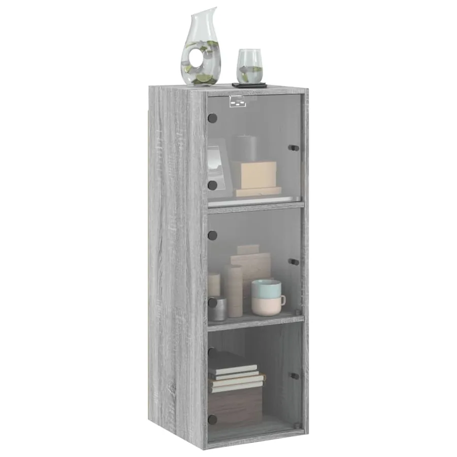Armoire murale avec portes en verre sonoma gris 35x37x100 cm - 4