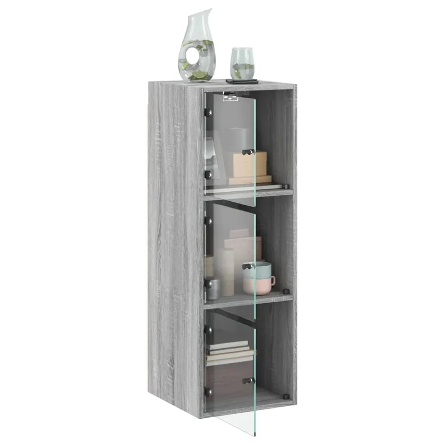 Armoire murale avec portes en verre sonoma gris 35x37x100 cm - 5