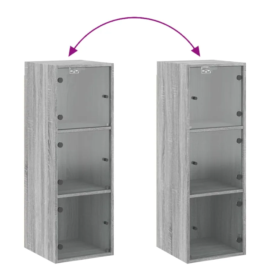 Armoire murale avec portes en verre sonoma gris 35x37x100 cm - 9