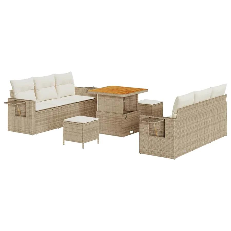 Ensemble de canapé de jardin avec coussin 9 pcs beige et crème - 2