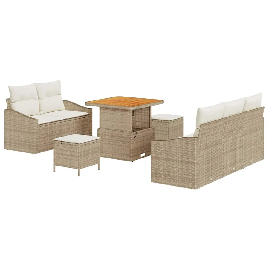 Ensemble de canapé de jardin avec coussin 8 pcs Beige et crème - 2