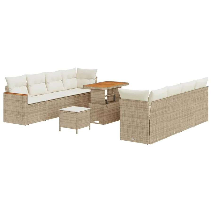 Ensemble de canapé de jardin 12 pcs Beige polyrotin - 2