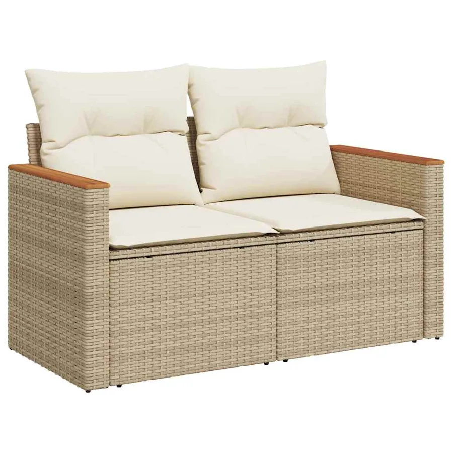 Ensemble de canapé de jardin 12 pcs Beige polyrotin - 6