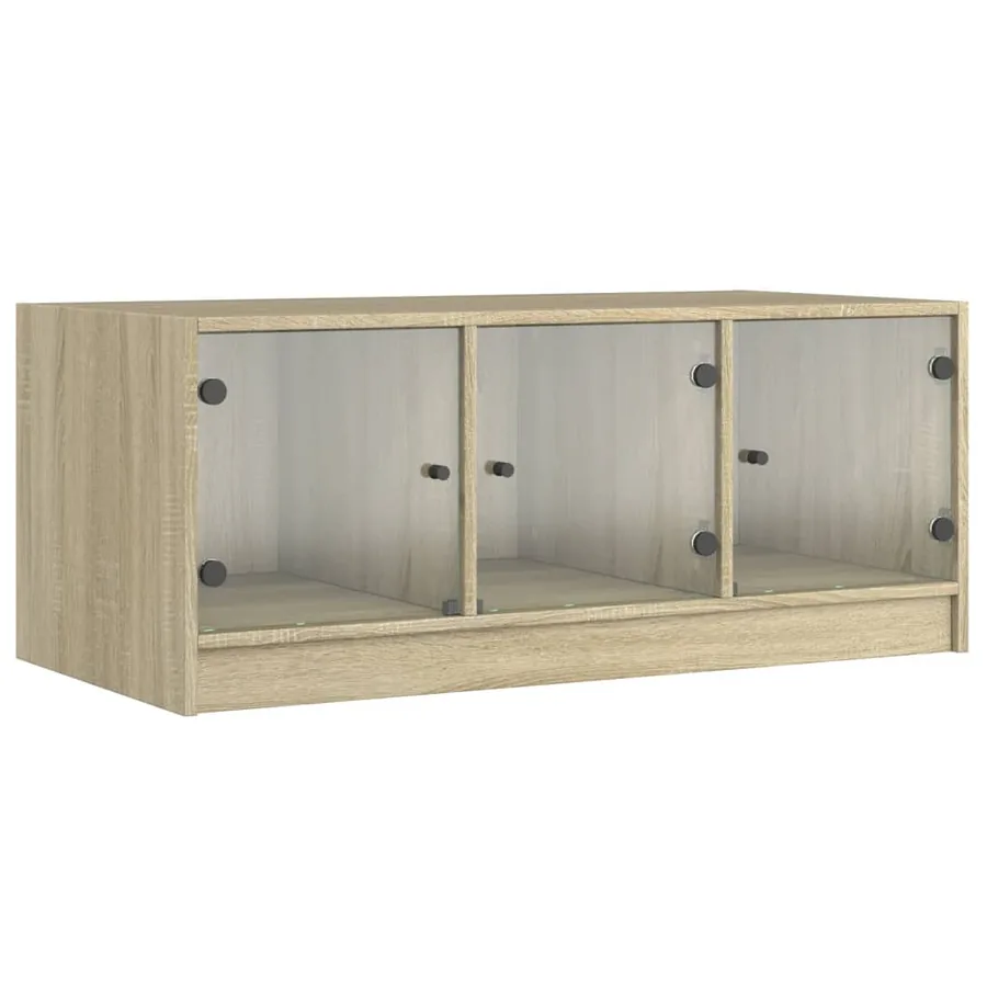 Table basse avec portes en verre chêne sonoma 102x50x42 cm - 2