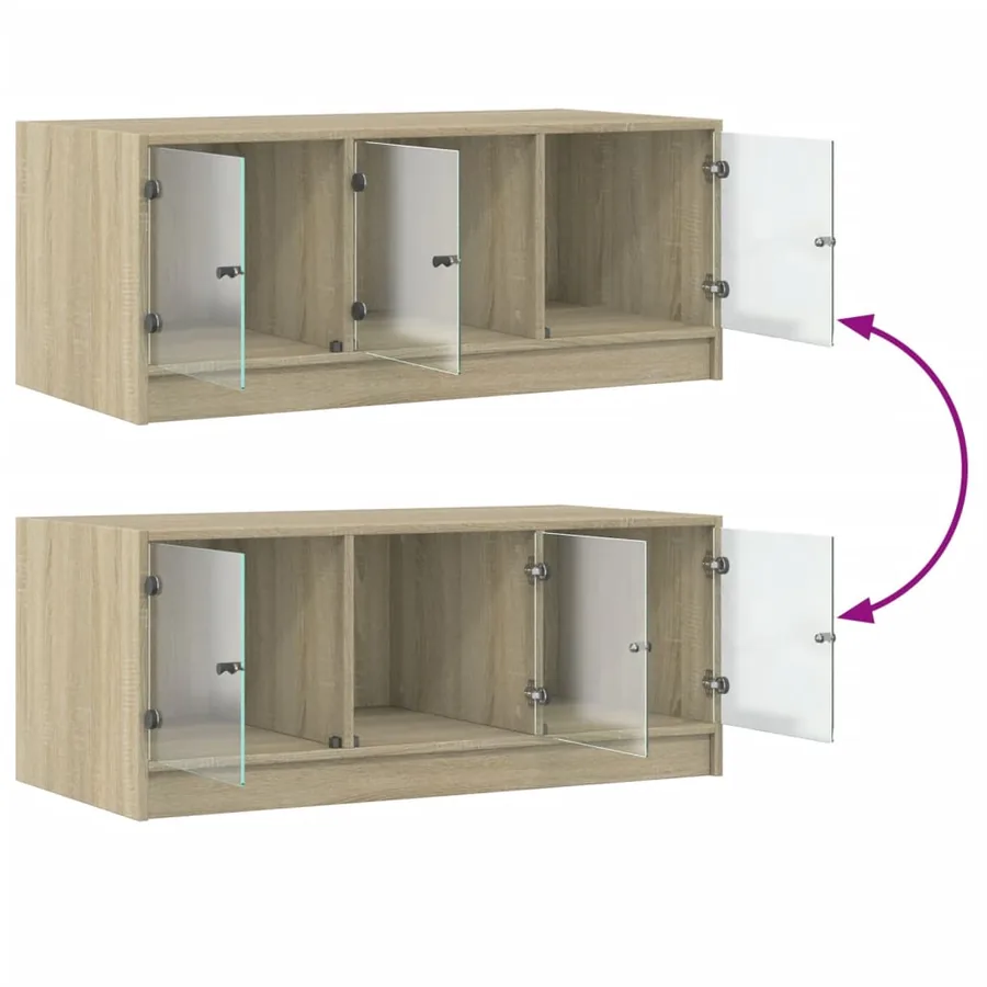 Table basse avec portes en verre chêne sonoma 102x50x42 cm - 9