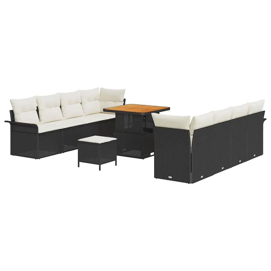Ensemble de canapé de jardin Noir et Crème 80 x 80 x 71 cm - 2