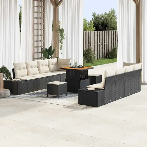 Ensemble de canapé de jardin Noir 80 x 80 x 71 cm Poly rotin
