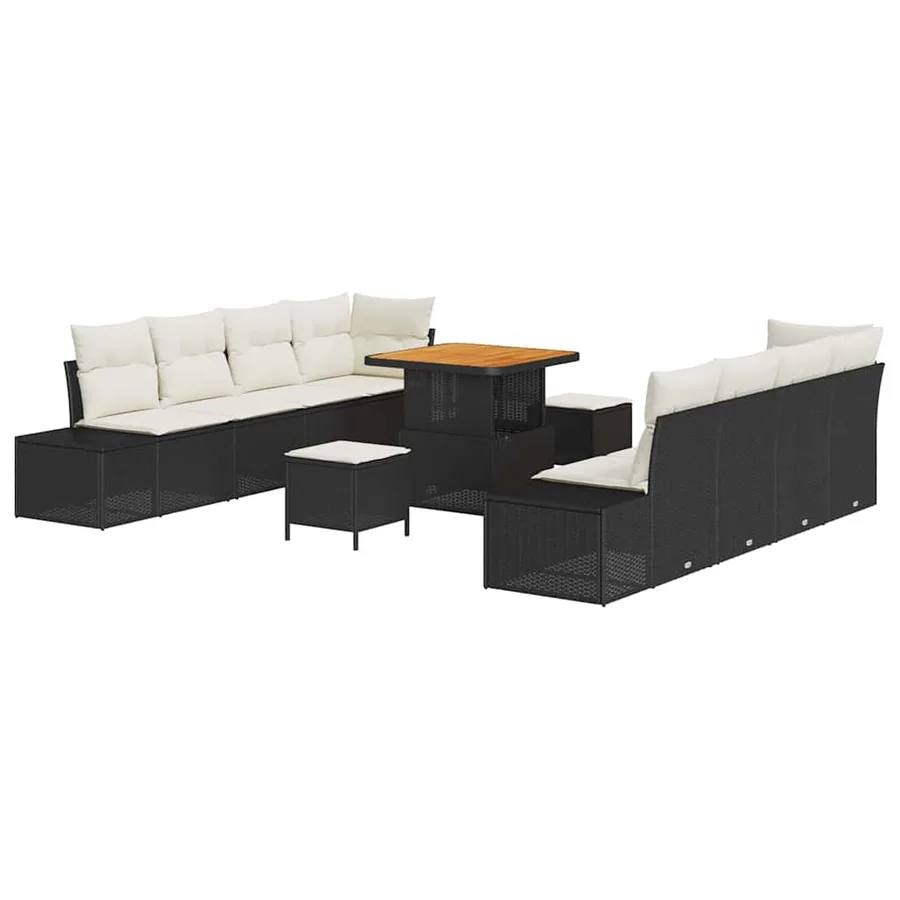 Ensemble de canapé de jardin Noir 80 x 80 x 71 cm Poly rotin - 2