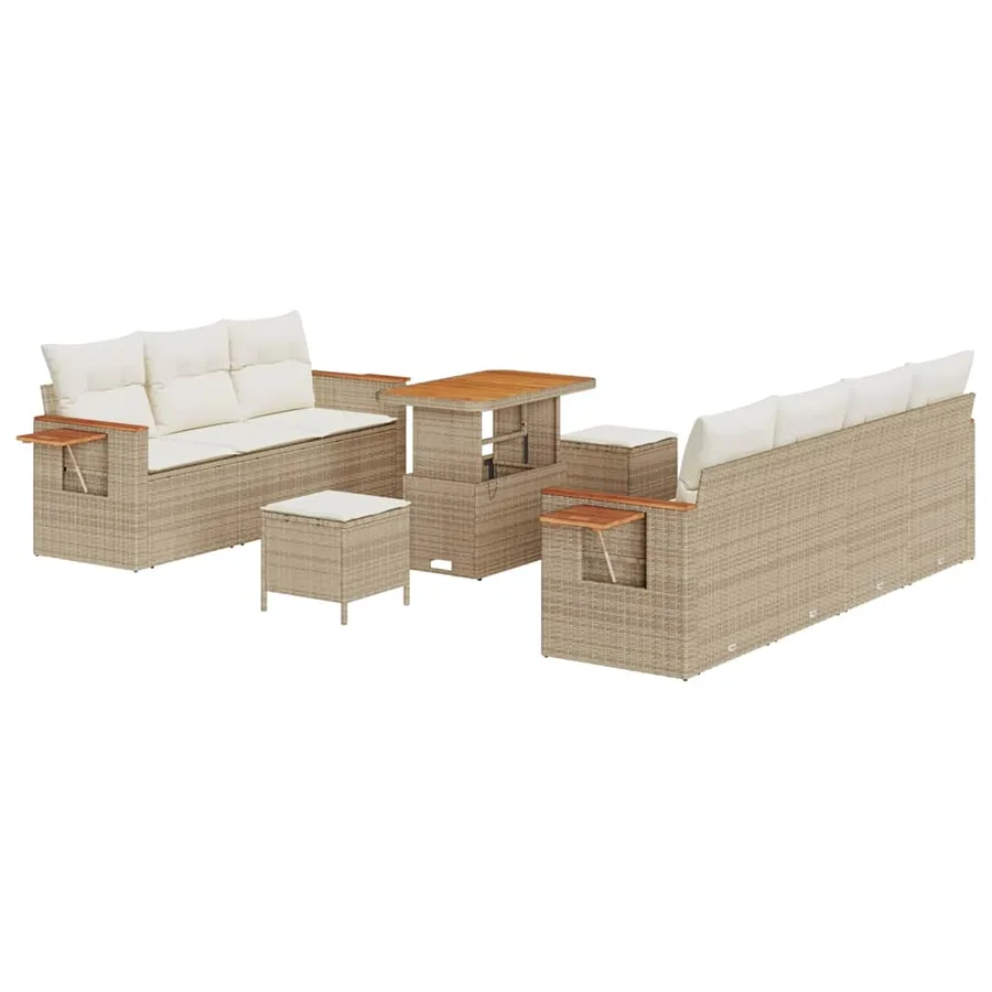 Ensemble de canapé de jardin 13 pcs Beige et crème polyrotin - 2
