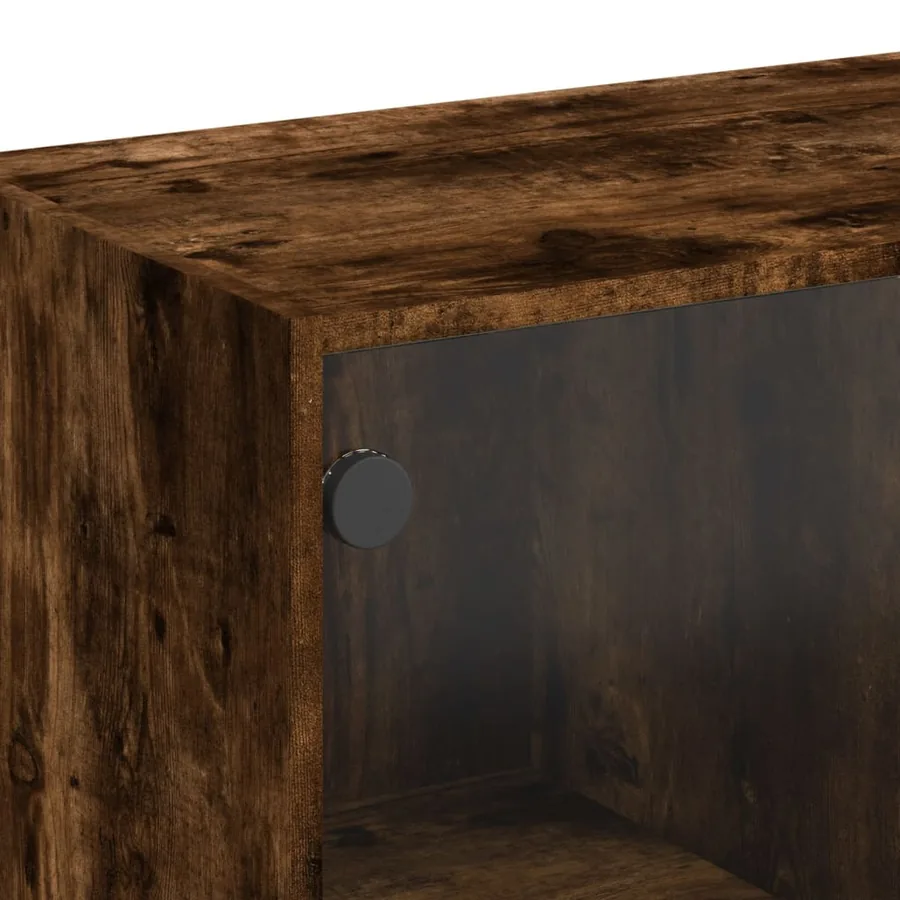 Table basse avec portes en verre chêne fumé 102x50x42 cm - 10
