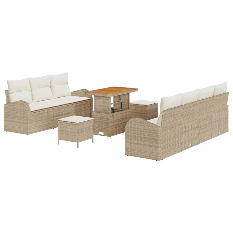 Ensemble de canapé de jardin avec coussin 10 pcs Beige et crème - 2