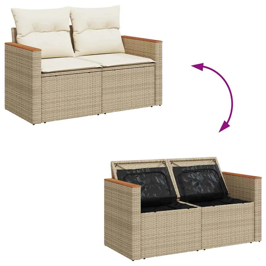 Ensemble de canapé de jardin 9 pcs Beige Poly rotin - 12