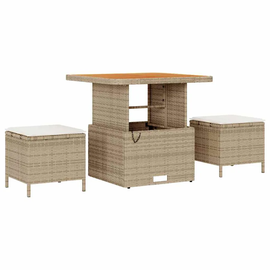 Ensemble de canapé de jardin 9 pcs Beige Poly rotin - 7