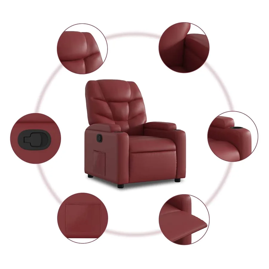 Fauteuil inclinable Rouge bordeaux Similicuir - 7
