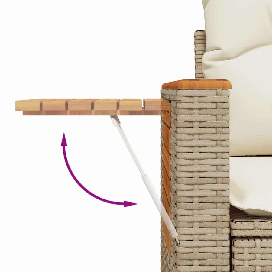 Ensemble de canapé de jardin 9 pcs Beige et crème polyrotin - 14