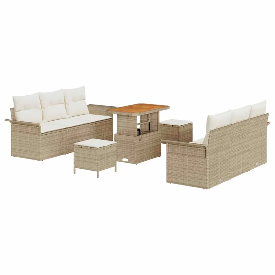 Ensemble de canapé de jardin avec coussin 9 pcs Beige et crème - 2