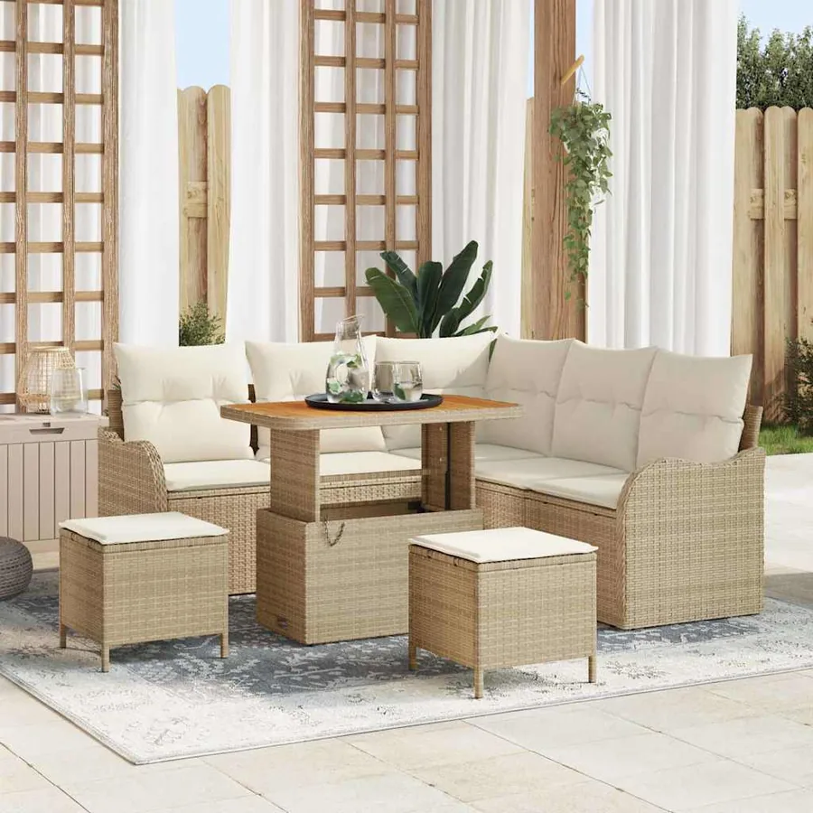 Ensemble de canapé de jardin avec coussin 8 pcs Beige et crème
