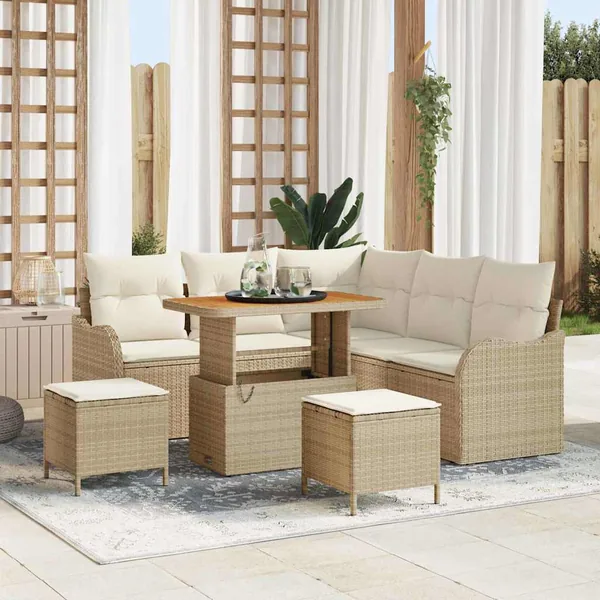 Ensemble de canapé de jardin avec coussin 8 pcs Beige et crème