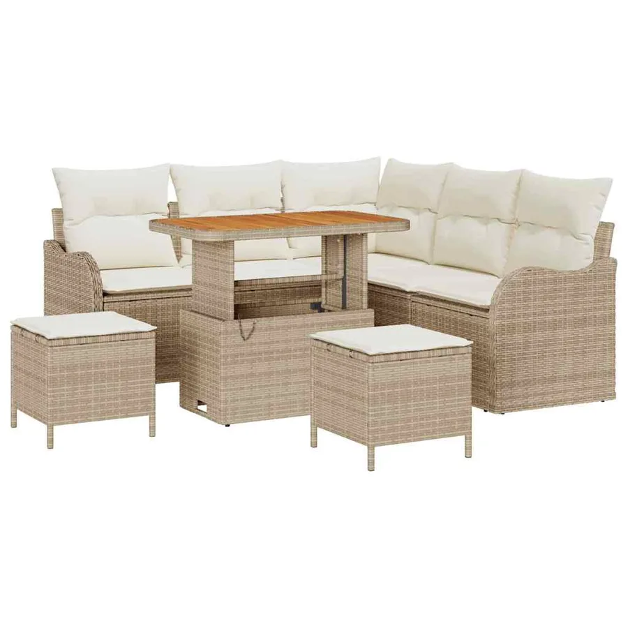 Ensemble de canapé de jardin avec coussin 8 pcs Beige et crème - 2