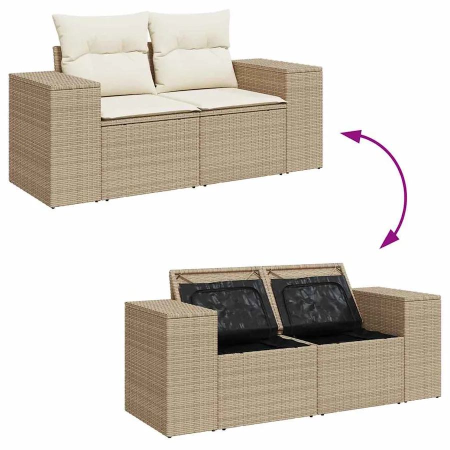 Ensemble de canapé de jardin 8 pcs Beige et crème polyrotin - 12