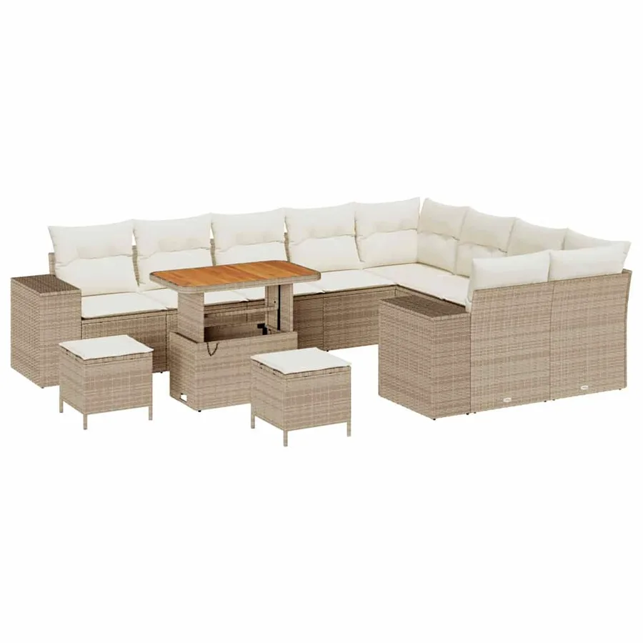Ensemble de canapé de jardin avec coussin 12 pcs Beige et crème - 2