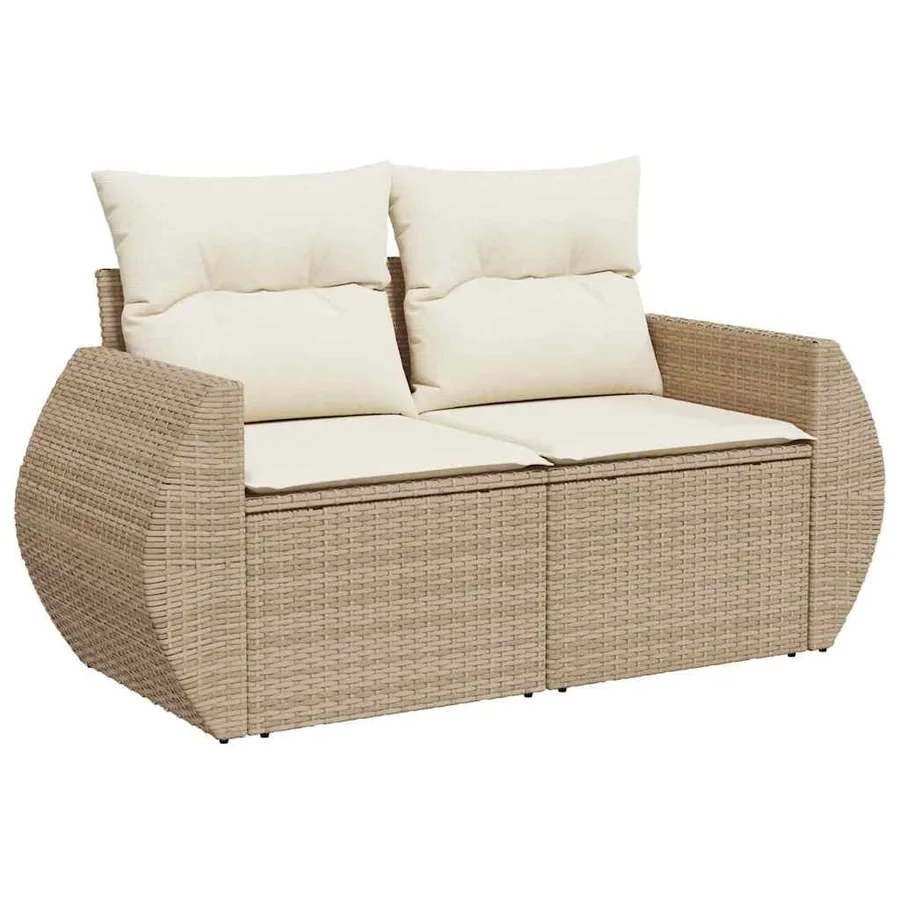 Ensemble de canapé de jardin 8 pcs Beige et crème polyrotin - 6