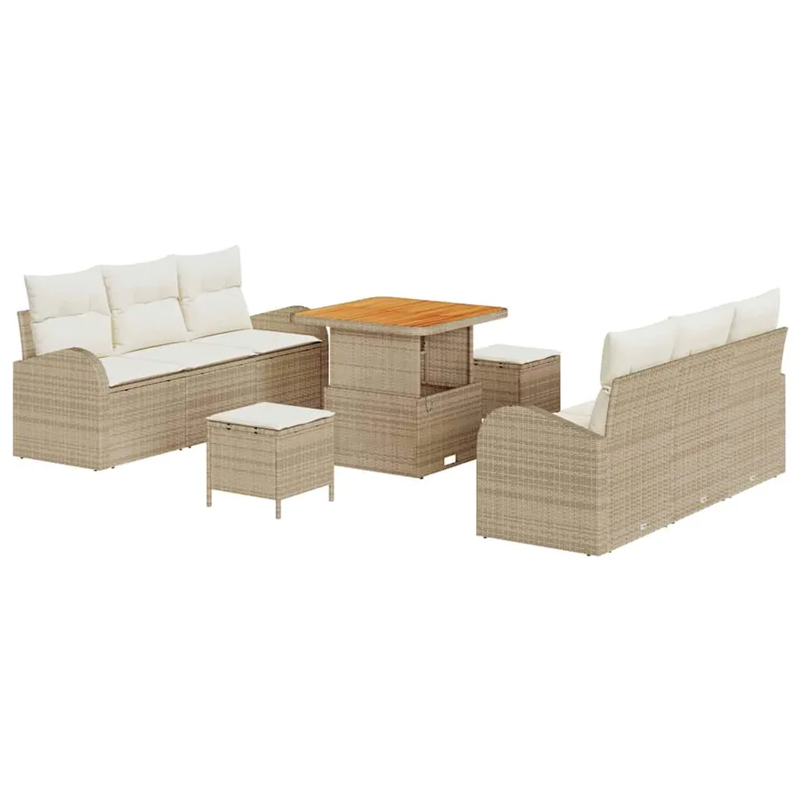 Ensemble de canapé de jardin avec coussin 9 pcs Beige et crème - 2