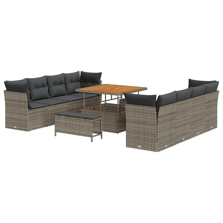 Ensemble de canapé de jardin avec coussin 11 pcs Gris - 2