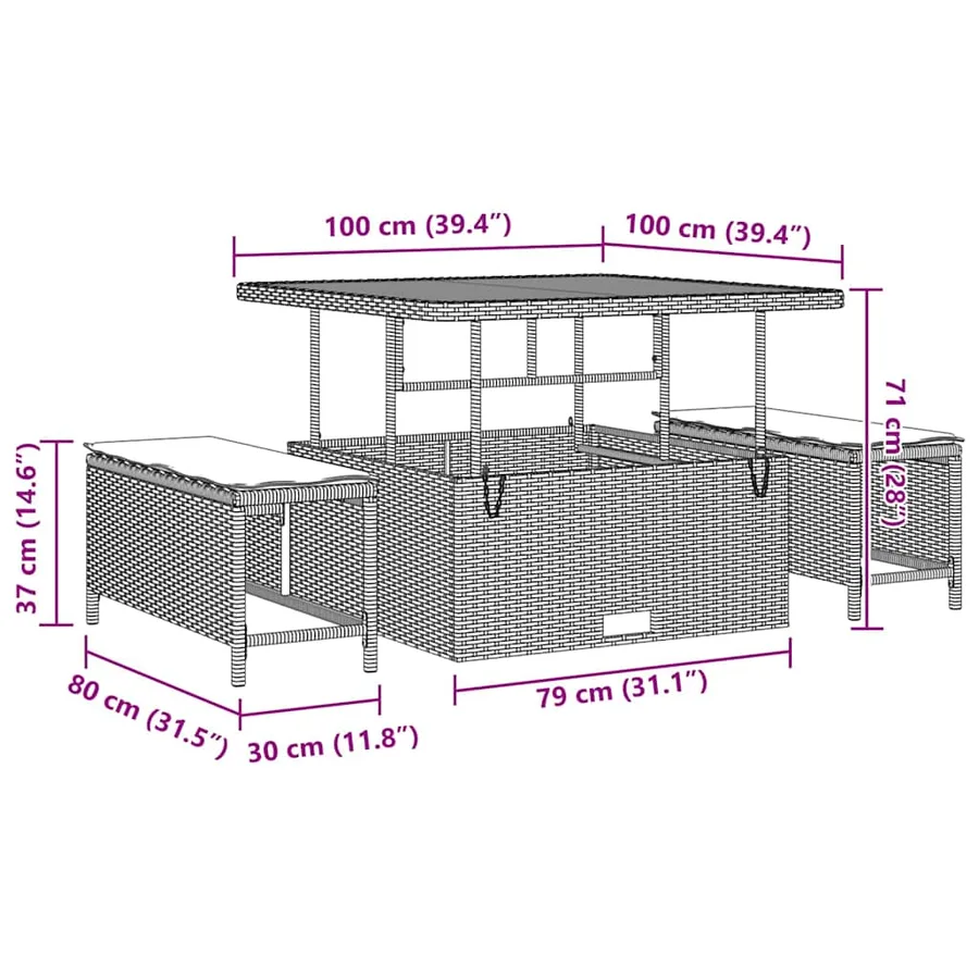 Ensemble de canapé de jardin avec coussin 9 pcs Gris - 14