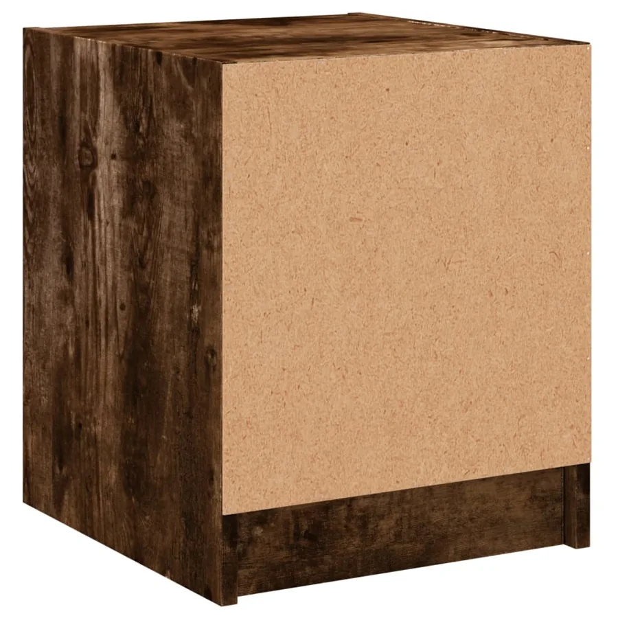 Table de chevet avec porte en verre chêne fumé 35x37x42 cm - 8