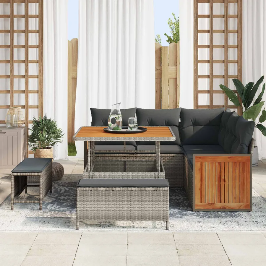 Ensemble de canapé de jardin avec coussin 8 pcs Gris - 3