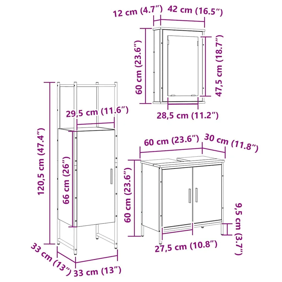 Ensemble de mobilier de salle de bain avec étagère 3 pcs Marron - 14
