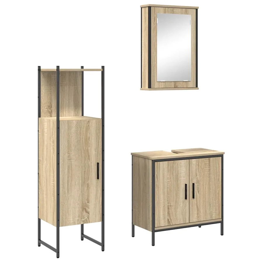 Ensemble de mobilier de salle de bain avec étagère 3 pcs Marron - 2