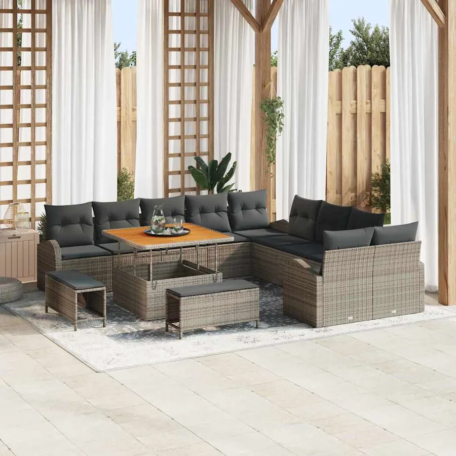 Ensemble de canapé de jardin avec coussin 13 pcs Gris