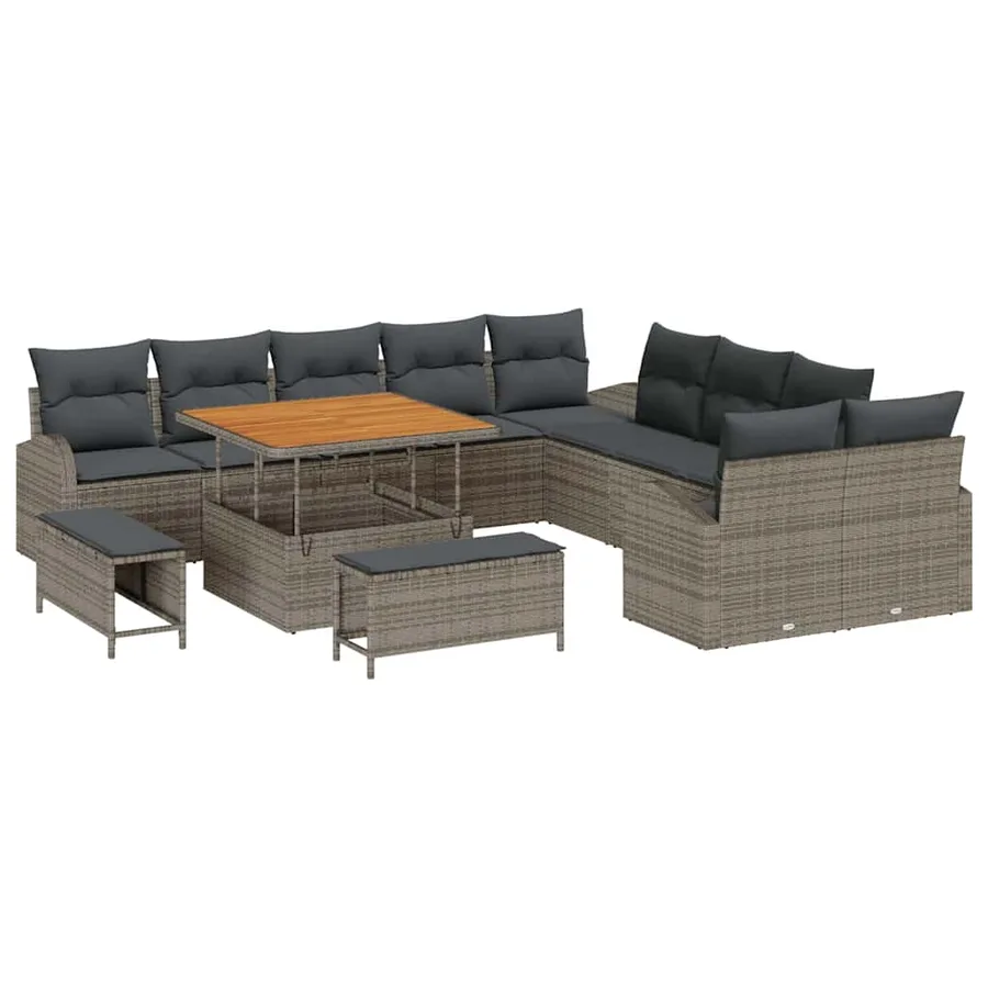 Ensemble de canapé de jardin avec coussin 13 pcs Gris - 2
