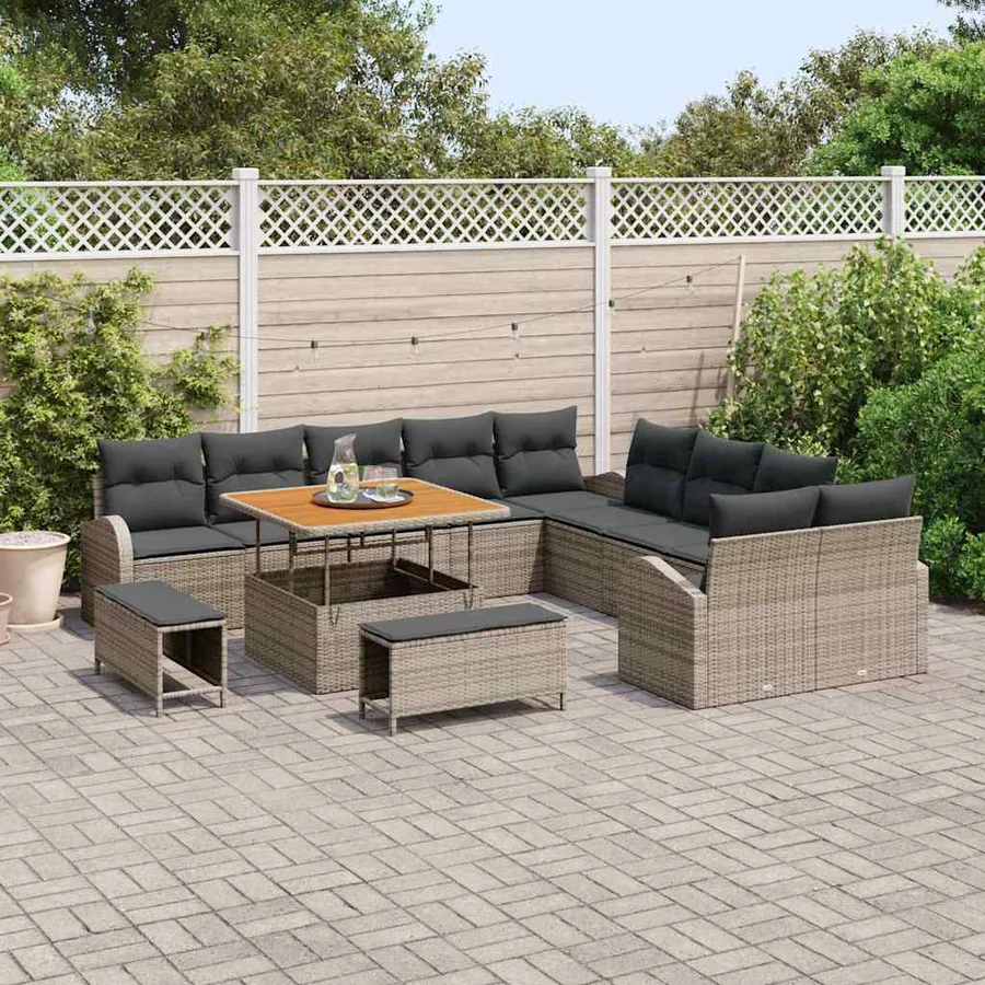Ensemble de canapé de jardin avec coussin 13 pcs Gris - 3