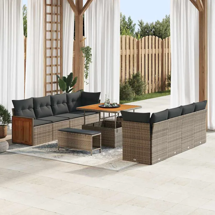Ensemble de canapé de jardin Gris 231 x 224 x 85 cm polyrotin